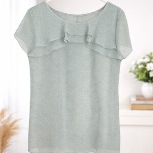 LOFT Soft Green Ruffle Blouse